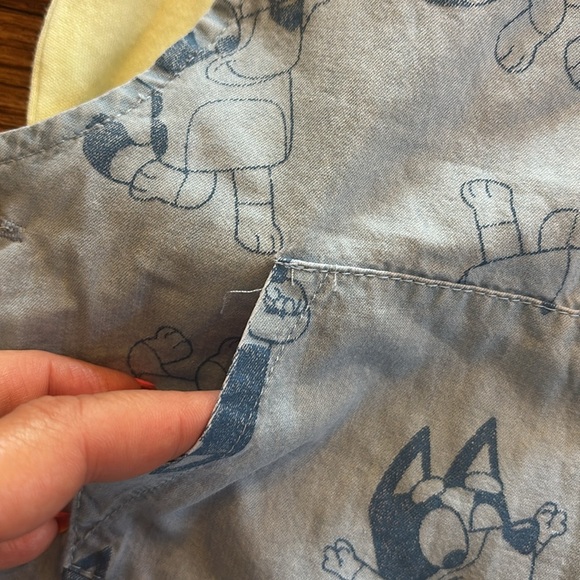 NWT Bluey Baby newborn chambray short Overalls Shirt Set blue green cotton NB - Picture 4 of 9